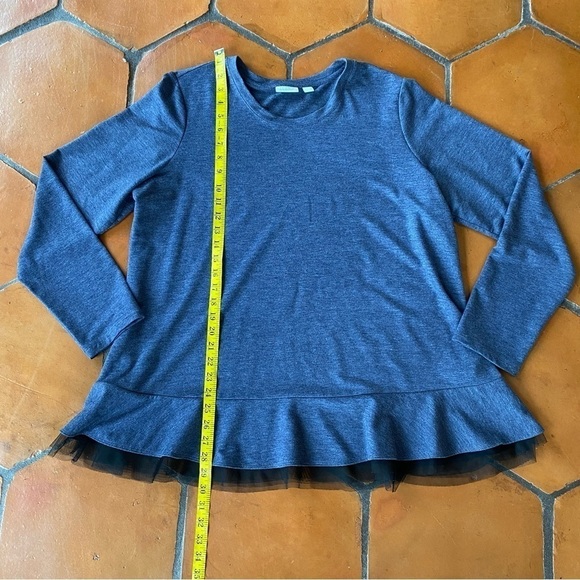 LOGO Lounge Tunic Women’s Oversized Tiered Ruffle Hem Long Sleeve Blouse Top XL - Picture 6 of 7